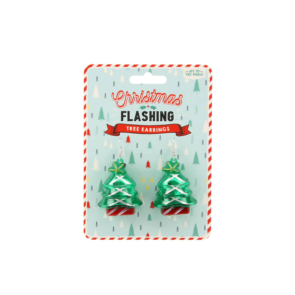 Flashing Christmas Tree Earrings | Novelty Accessory, 1 of 2