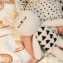 Isla The Blush And Black Geometric Hand Knitted Bunny, thumbnail 3 of 7