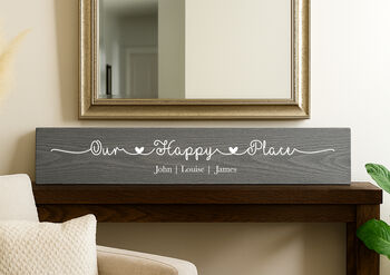 Personalised Wooden Plaque Family Sign Our Happy Place, 6 of 10