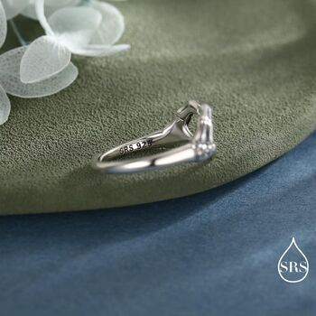 Skeleton Hands Heart Sterling Silver Ring, 2 of 10