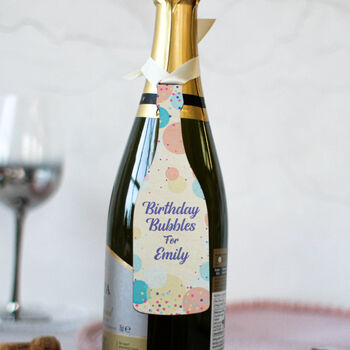 Personalised Gift Tag, Wooden Bottle, Birthday Bubbles, 3 of 3
