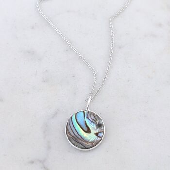 The Circle Abalone Shell Necklace, Silver, 3 of 7