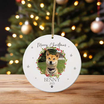 Personalised Christmas Pet Bauble With Photo, 2 of 5