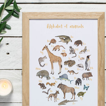 Animal Alphabet Personalised Print Unframed, 6 of 7
