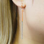 Long White Topaz Rose Gold Plate And Silver Earrings, thumbnail 4 of 5
