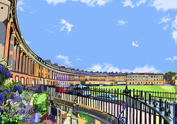 The Royal Crescent, Bath Illustration Art Print, 2 of 3