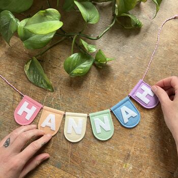 Scallop Pastel Bunting Personalised Name Garland, 9 of 9