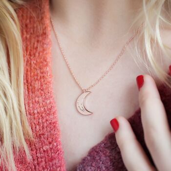 Constellation Moon Pendant Necklace In Rose Gold, 7 of 12