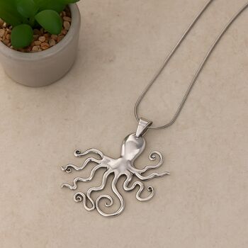 Long Statement Octopus Pendant Necklace, 2 of 6