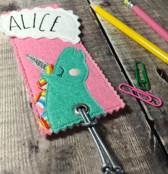 Personalised Happy Unicorn Name Bookmark For Children, 4 of 7