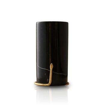 Handmade White Marble Vase With Brass Snake Detail, 4 of 4