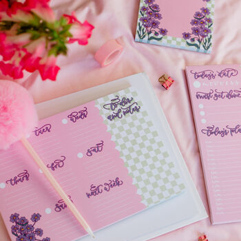 Checkered Floral A5 Weekly Notepad, 3 of 4