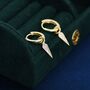Sterling Silver Dangling Rhombus Spike Hoop Earrings, thumbnail 3 of 12