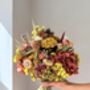 Dried Yellow Flower Bouquet With Deep Red Hydrangea, thumbnail 2 of 5