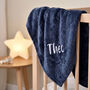 Personalised Navy Embossed Stars Baby Blanket, thumbnail 1 of 9