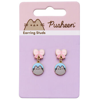 Pusheen The Cat Pink Bows Drop Earrings, 6 of 6