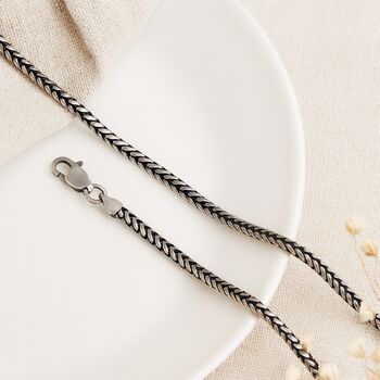 Oxidised Sterling Silver Snake Chain – 20in To 22in, 5 of 8