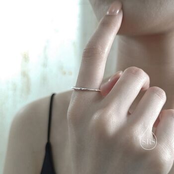 Extra Skinny Textured Ring In Sterling Silver, 5 of 10