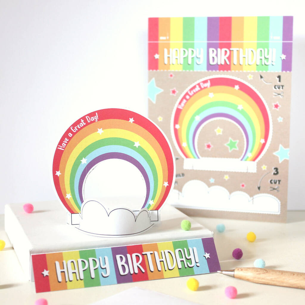 Rainbow Happy Birthday Card, Cut Out And Keep, 1 of 6