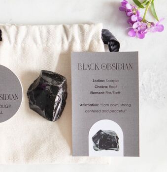 Raw Black Obsidian Healing Crystal Gift Set Scorpio, 4 of 6