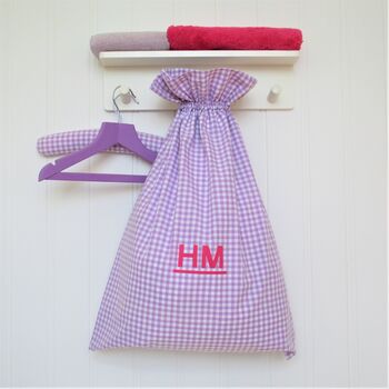 Gingham Laundry Bag With Initials Motif, 3 of 8