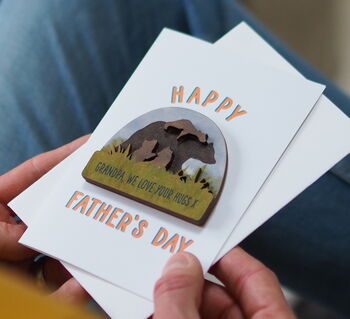 Personalised Bear Family Fathers Day Magnet Card, 2 of 5