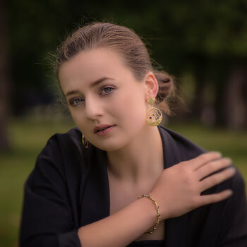 Black Onyx Gold Earrings, 4 of 7