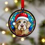 Goldendoodle In Santa Hat Suncatcher Decoration, thumbnail 1 of 6