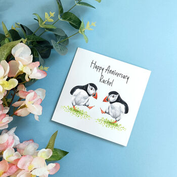 Dancing Puffins Anniversary Card, 4 of 7