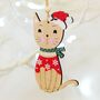 Wooden Hanging Cat Christmas Tree Decoration, thumbnail 1 of 2