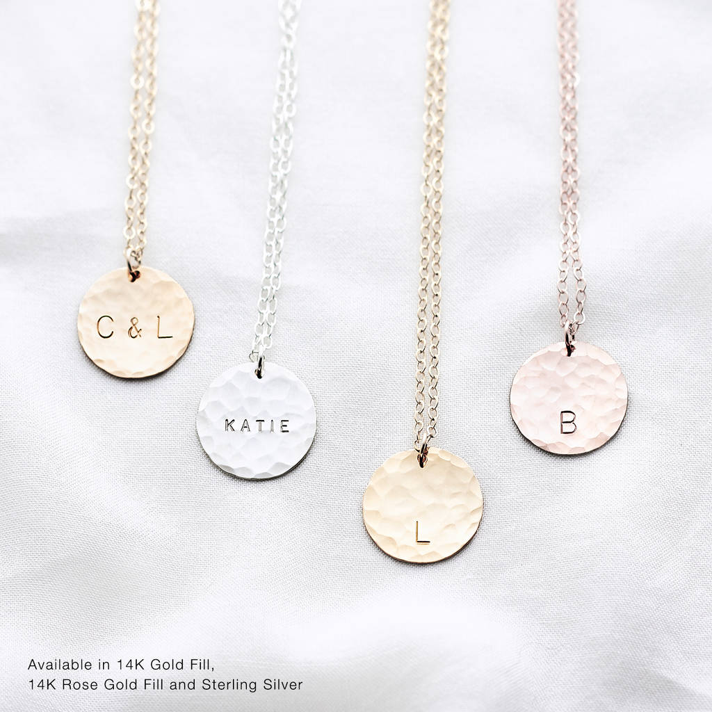 Gold Initial Letter Midi Disc Necklace With Diamond | Chupi