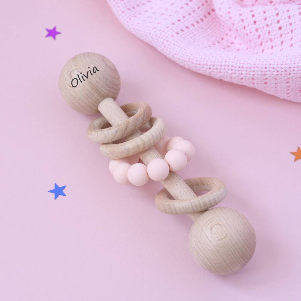Personalised Baby Girl Rattle Teether By KEEDD