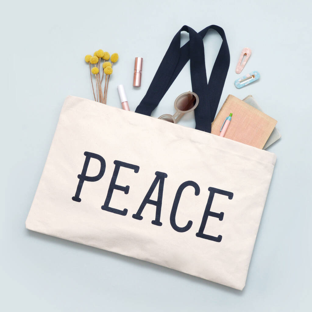 'peace' Canvas Tote Bag By Alphabet Bags
