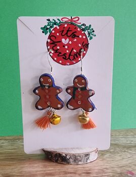 Painted Gingerbread Man Earrings With Stand, 5 of 8