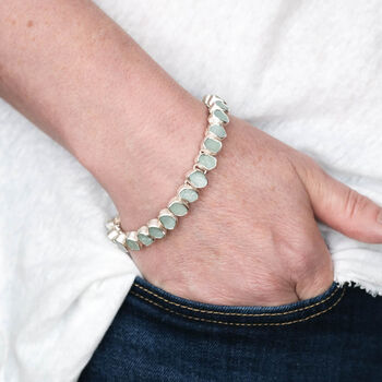 Rough Gemstone Aquamarine Bracelet In Silver, 3 of 5