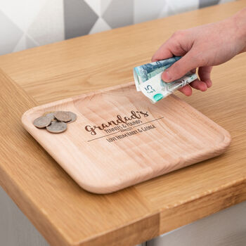 Personalised Pennies And Pounds Wooden Coin Tray, 2 of 2