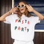 Pasta Party Unisex Slogan T Shirt In White, thumbnail 2 of 3