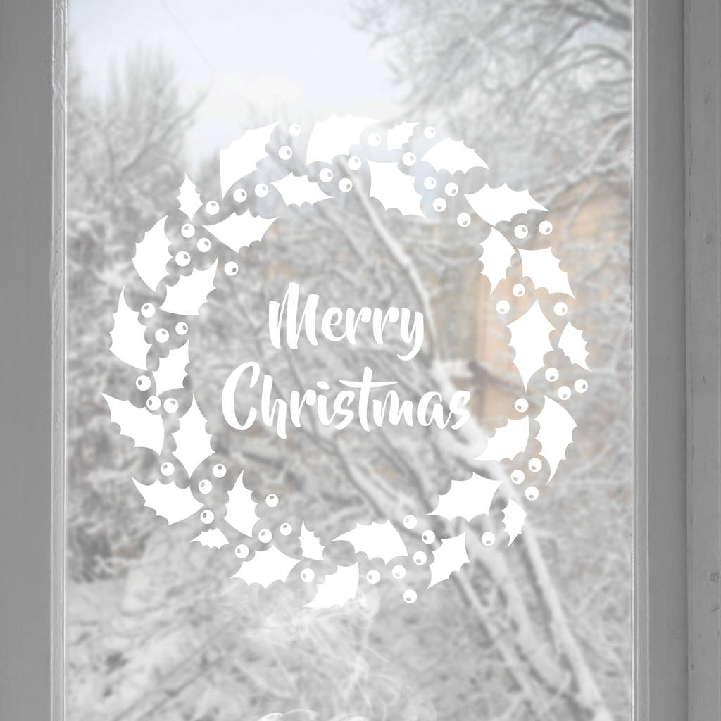 Merry Christmas Window Or Wall Sticker Wreath, 1 of 3