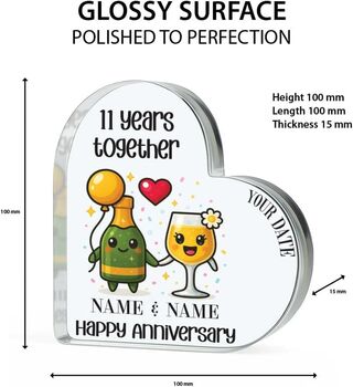 Personalised Acrylic Heart Plaque Anniversary Gift For Couples, 4 of 11