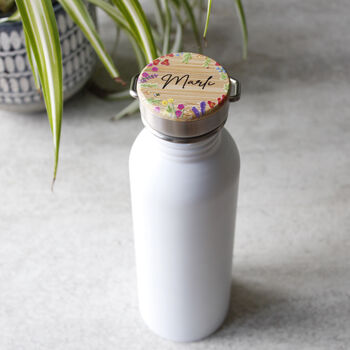 Personalised Floral Lid Metal Drinking Bottle For Her, 12 of 12