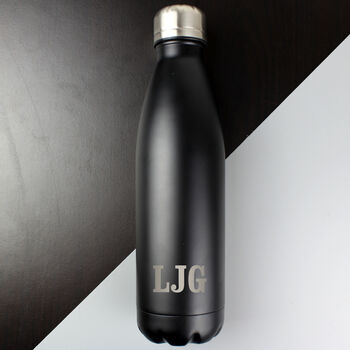 Personalised Initials Black Metal Insulated Bottle, 3 of 5