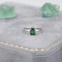 Sterling Silver One Carat Emerald Green Cz Pear Cut Ring, thumbnail 3 of 12