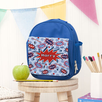 Personalised Superhero Blue Lunch Bag, 7 of 10
