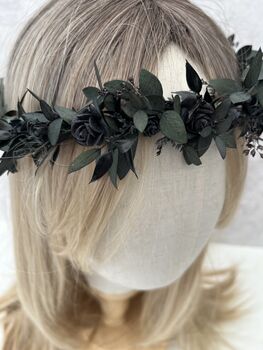 Gothic Black Flower Crown, 5 of 6