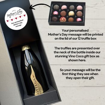 Vino Coco Personalised Mother's Day Bottega Prosecco And Truffles Gift Set, 5 of 9