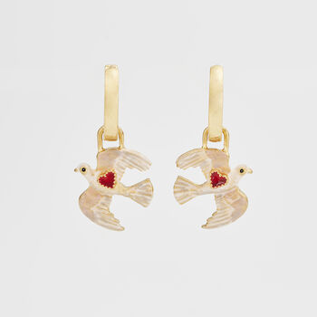 Gold Love Dove Huggie Earrings, 3 of 10