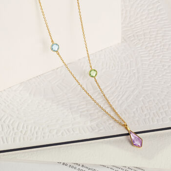 Gemstone Studded Chain With A Kite Charm, 4 of 5
