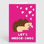 Hedge Snog Hedgehog Pun Valentines Anniversary Card, thumbnail 2 of 2