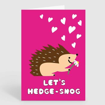 Hedge Snog Hedgehog Pun Valentines Anniversary Card, 2 of 2
