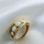 Opal Effect Gold Band Ring – 16k Gold Plated Brass With Shimmering Lab Opals, thumbnail 6 of 8